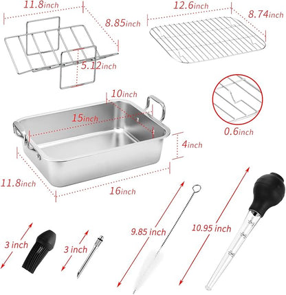 15 Inch Stainless Steel Roasting Pan - Image 4