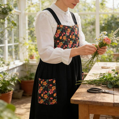 Uaussi Cotton Linen Apron Cross Back Work Apron - Image 4