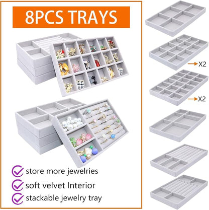 Jewelry Storage 8PACK, Velvet Jewelry Organizer Trays - Image 2