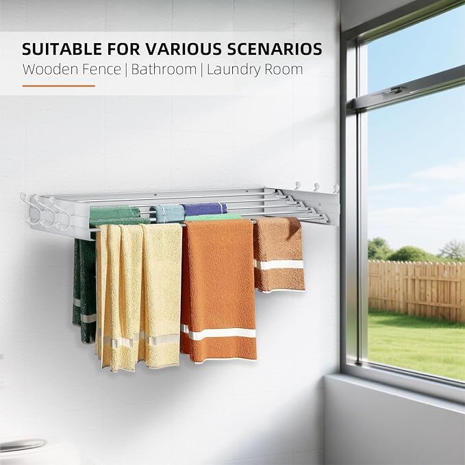 Laundry Drying Rack, Collapsible Wall Mounted Clothes Drying Rack - Image 4