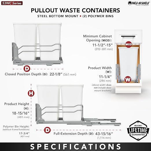 Rev-A-Shelf Double Pull-Out Trash Can - Image 4