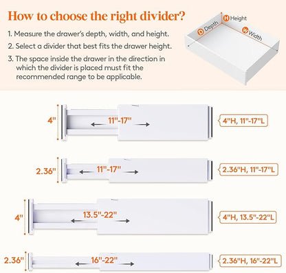 Lifewit 8 Pack 4" High Drawer Dividers 34-56cm/13.5-22" Adjustable Drawer - Image 3