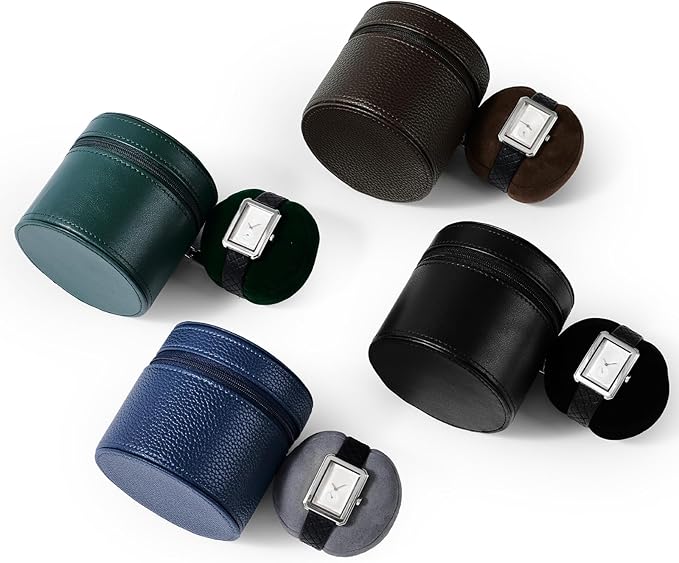 Oirlv Luxury Leather Watch Travel Case Single Watch Case with Removable Pillow(Brown)