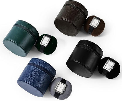 Oirlv Luxury Leather Watch Travel Case Single Watch Case with Removable Pillow(Brown)