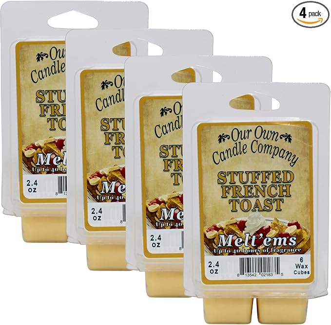 Our Own Candle Company Premium Wax Melt, Stuffed French Toast Scent, Handmade in The USA, 24 Cubes (4 Pack, 9.6oz Total)