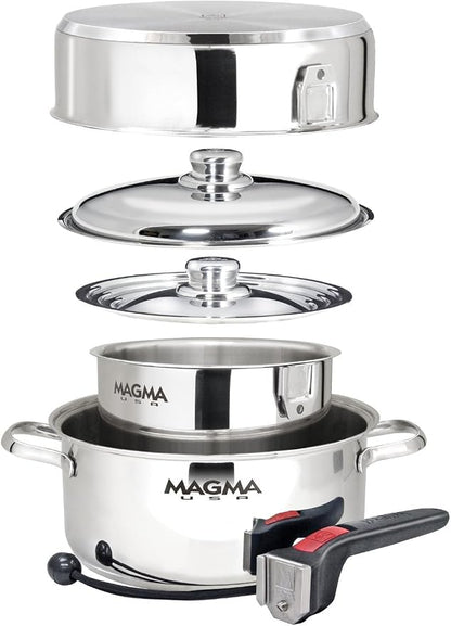 Magma 7 Piece Gourmet Nesting Stainless Steel Cookware Set, Induction Compatible by MagmaProducts