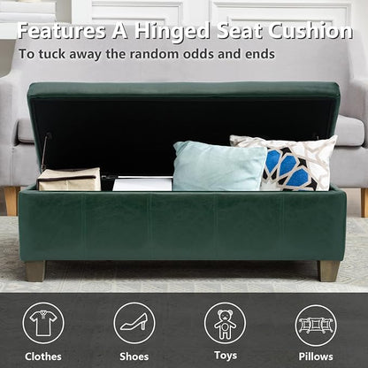 Green Faux Leather Ottoman - Image 6