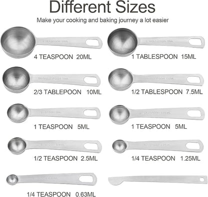 Measuring Cups and Spoons Set, 18/8 Stainless Steel Measuring Cups and Spoons - Image 3