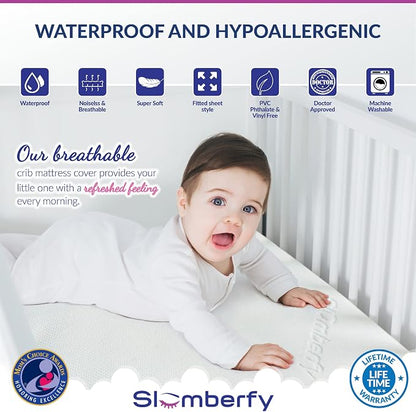 Mini Crib Mattress Protector by Slumberfy, Waterproof and Hypoallergenic - Image 2