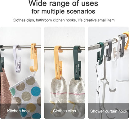 12 Pcs Large Clothes Pins Towel Clips, Strong Plastic Clothes Hanger. S Hook - Image 4
