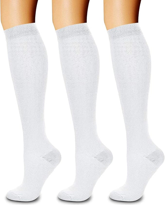 CHARMKING Compression Socks for Women & Men Circulation (3 Pairs) 15-20 mmHg is Best Support for Athletic Running Cycling