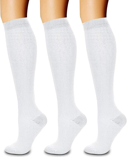 CHARMKING Compression Socks for Women & Men Circulation (3 Pairs) 15-20 mmHg is Best Support for Athletic Running Cycling