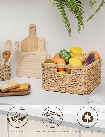 StorageWorks Wicker Storage Basket, Large and Small Baskets, Water Hyacinth - Image 4