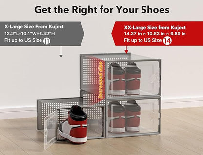 Kuject XX-Large Shoe Storage Boxes Organizers Clear Plastic Stackable 12 Pack - Image 2