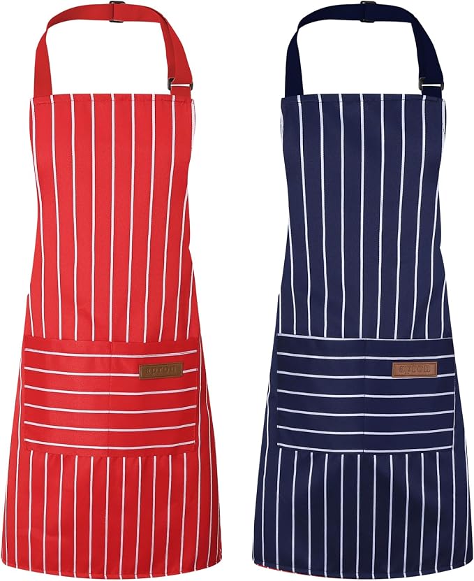 2 Pack Stripes Kids Apron, Kids Cooking Aprons by XLSXEXCL