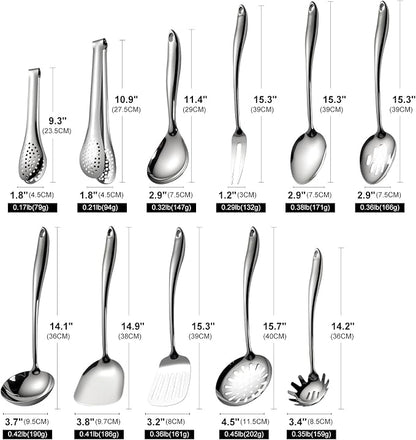 304 Stainless Steel Cooking Utensils Set, Mirror Polished Kitchen Gadget - Image 6