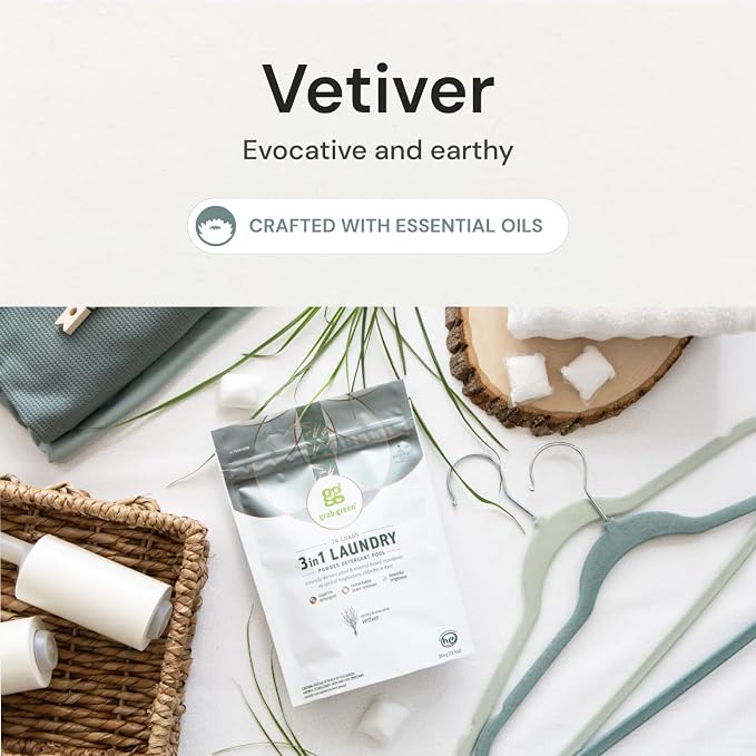 Grab Green 3-in-1 Laundry Detergent Pods, Vetiver Scent, Plant and Mineral Based - Image 3