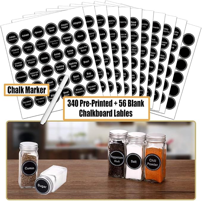 SWOMMOLY 30 Glass Spice Jars 4oz/Square Spice Bottles - Image 2
