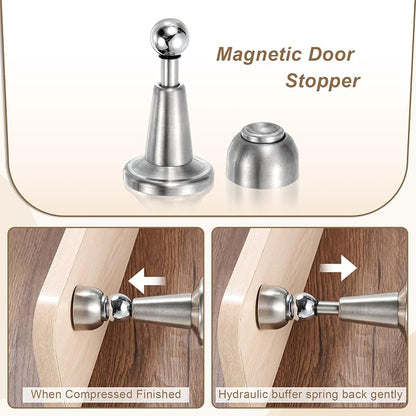 uxcell 2Pcs Magnetic Door Stopper, 304 Stainless Steel Magnetic Door Stop Catch - Image 3