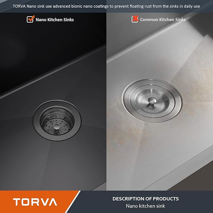 TORVA 14 x 14 Inch Gloss Black Undermount Kitchen Sink, PVD Coated Gunmetal Sink，16 Gauge T-304 Stainless Steel Single Bowl Wet Bar or Prep Sink with Zero-Radius Corners, Dark Grey