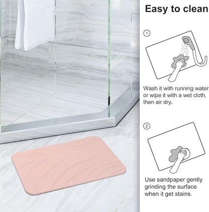 2 Pack Diatomaceous Earth Shower Mat, Stone Bath Mat, Nonslip Super Absorbent - Image 6