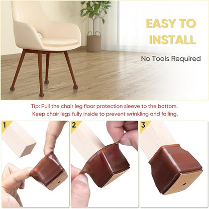 BALEINE 32 Pack Silicone Chair Leg Floor Protectors, Stool Leg Protectors Cap - Image 6