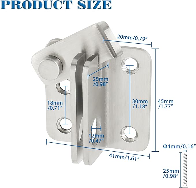 Alise Flip Latch,Gate Latches Slide Bolt Latch Safety Door Lock Catch for Barn Cabinet Pet Cage Fence Bathroom Garage Window,Heavy Duty SUS304 Stainless Steel Gate Hardware Locks,Brushed MS5007