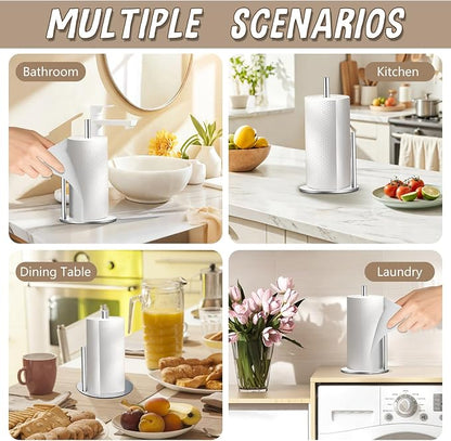 Paper Towel Holder Countertop, Premium Stainless Steel Silver Paper Towel Holder - Image 2