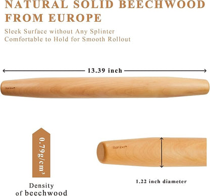 Bamber Wood French Rolling Pin for Baking Small Wooden Rolling Dowel Stick - Image 2