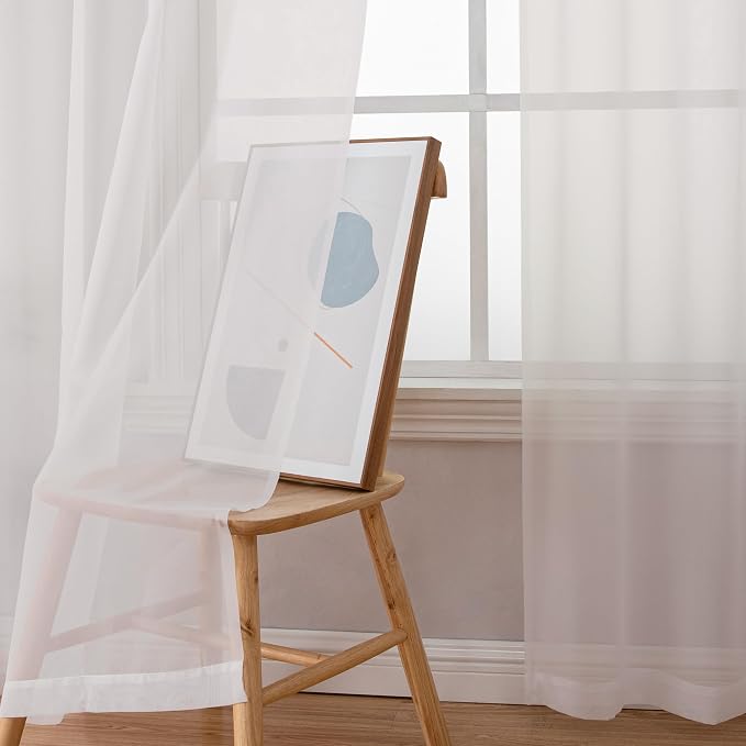 Chyhomenyc Sheer Ivory Curtains 90 inches Long 2 Panels, Light Filtering Soft - Image 9