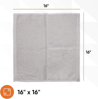 Superio Cotton Terry Washcloths Grey Towels 100% Cotton Cleaning Cloth 16" Rags - Image 2
