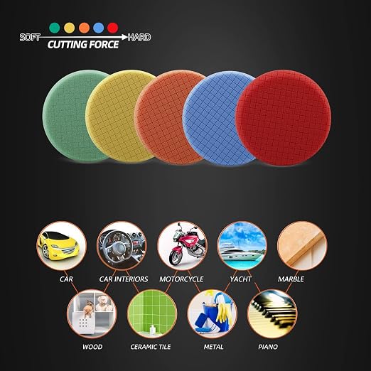 SPTA 5Pc 5.5 Inch Face for 5 Inch 125mm Backing Plate Compound Buffing Sponge - Image 5