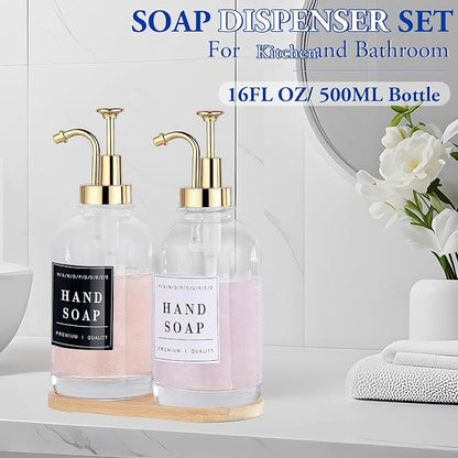 Glass Soap Dispenser with Pump, Countertop Soap and Lotion Dispenser Set of 2 - Image 2