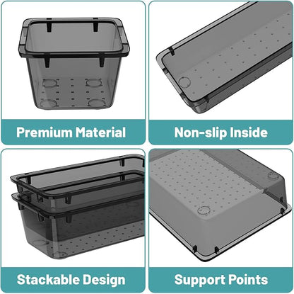 WOWBOX 32 PCS Clear Plastic Drawer Organizer Set, 4 Sizes Desk Drawer - Image 3