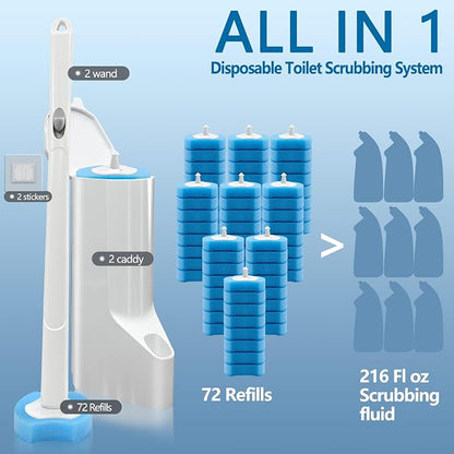 Disposable Toilet Bowl Brush and Holder, Toilet Cleaning System-2 Toilet Bowl - Image 2