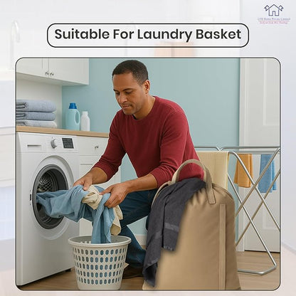 LFH Home Cotton Canvas Large Laundry Bag with Handle, Heavy Duty Drawstring Closure Washable Laundry Bags, School Travel, Home, Hotel, College Dorm, Organizer Sack, Toys Clothes 20x30-Beige