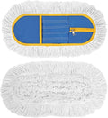 16 Inch Commercial Dust Mop Replacement Heads, 2 Pack Heavy Duty Industrial Cotton Mop Refill Pads Washable for Hardwood Vinyl Laminate Floors Kitchen Warehouse Courtyard Cleaning,Blue