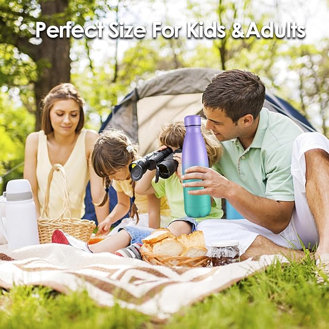 25oz Cola-Bottle Shaped Stainless Steel Leak-proof Water Bottle,Double Wall Vacuum Insulated Metal,Travel Mug For Sports Indoors & Outdoors,BPA-Free Kids Flasks,Purple Green(4 Pack)