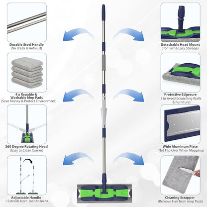 MEXERRIS Microfiber Mops for Hardwood Laminate Tile Floor Cleaning: Stainless - Image 2
