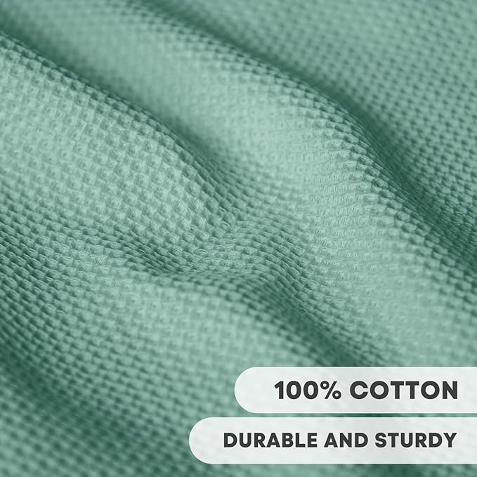 Artoid Mode 100% Cotton Light Green Waffle Weave Kitchen Dish Cloths, 13x28 Inch Ultra Soft Absorbent Quick Drying Kitchen Dish Towels Set of 4