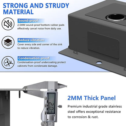 25x22 Inch Drop In Kitchen Sink, 25 Inch Kitchen Sink Top Mount 18 Gauge 304 Stainless Steel Single Bowl KitchenSink With Grid Handmade Topmount KitchenSink Drop In