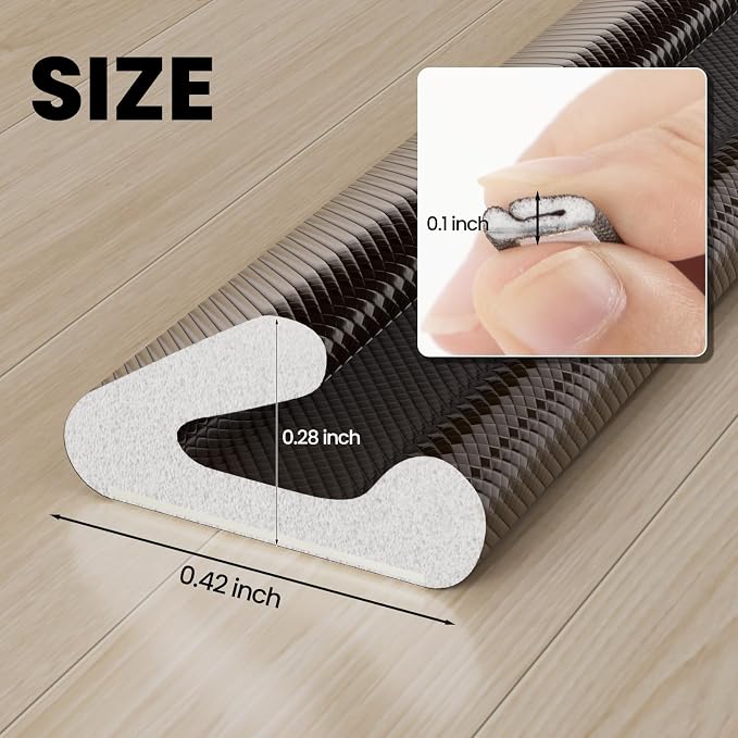 V Shape Foam Weather Stripping Door Frame Seal Strip 33FT Brown, Draft Stopper - Image 2