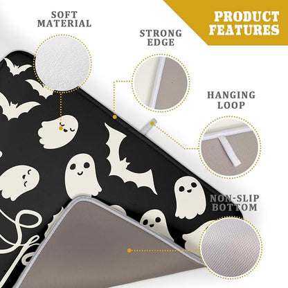 Halloween Dish Drying Mat for Kitchen Counter 18x24 Cute Ghost Black Spooky - Image 4