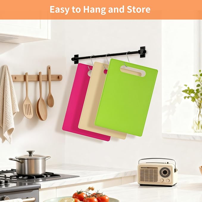 Luckyiren Cutting Board Set of 4, 11.4" x 7.5" x 0.1", Plastic Kitchen Cutting - Image 7