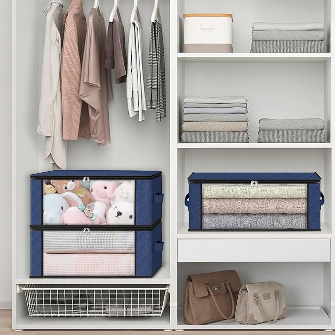 HomeHacks Storage 4-Pack Clothes Organizer Storage Bags Foldable Storage Box - Image 6
