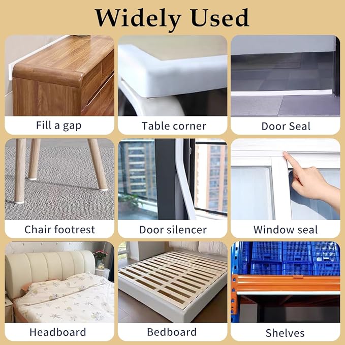 Weather Stripping Door Seal White, Self Adhesive Foam Tape, Window Insulation - Image 6