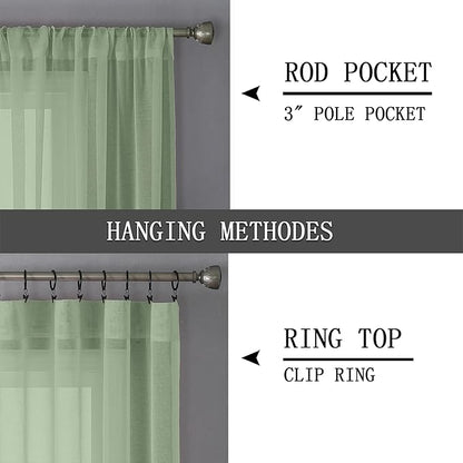 Tollpiz Sheer Curtain Linen Textured Living Room Curtains Sheer Light Filtering - Image 5