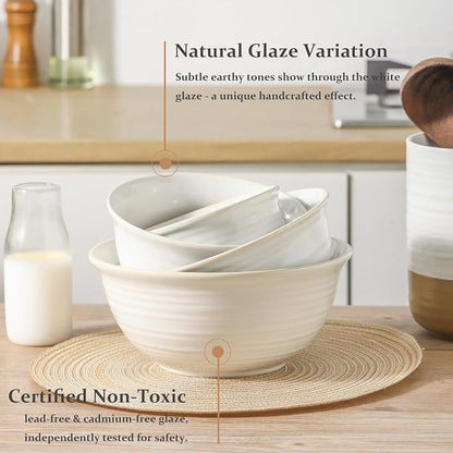 Hasense Ceramic Mixing Bowls, 2.1/1.5/1.0/0.5 Qt, Nesting Bowls - Image 4