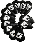 FINGER TEN Premium Synthetic Leather Stylish Iron & Wedge Golf Head Covers Value 12 Piece Set, Embroidered Labels & Fits Most Clubs Gift Set, Travel Protection Accessories