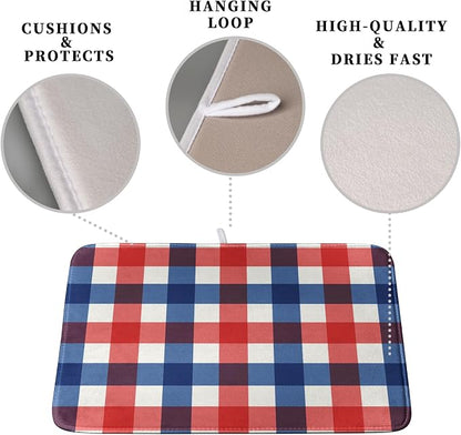 4th of July Dish Drying Mat Patriotic Buffalo Plaid Drying Mats - Image 3
